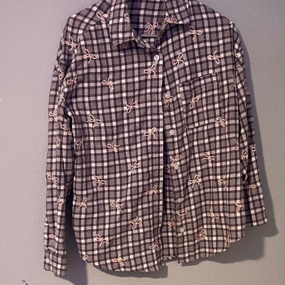 Aeropostale Tops - Aeropostale Plaid Button-Up Shirt with Bow Embroidery - xs